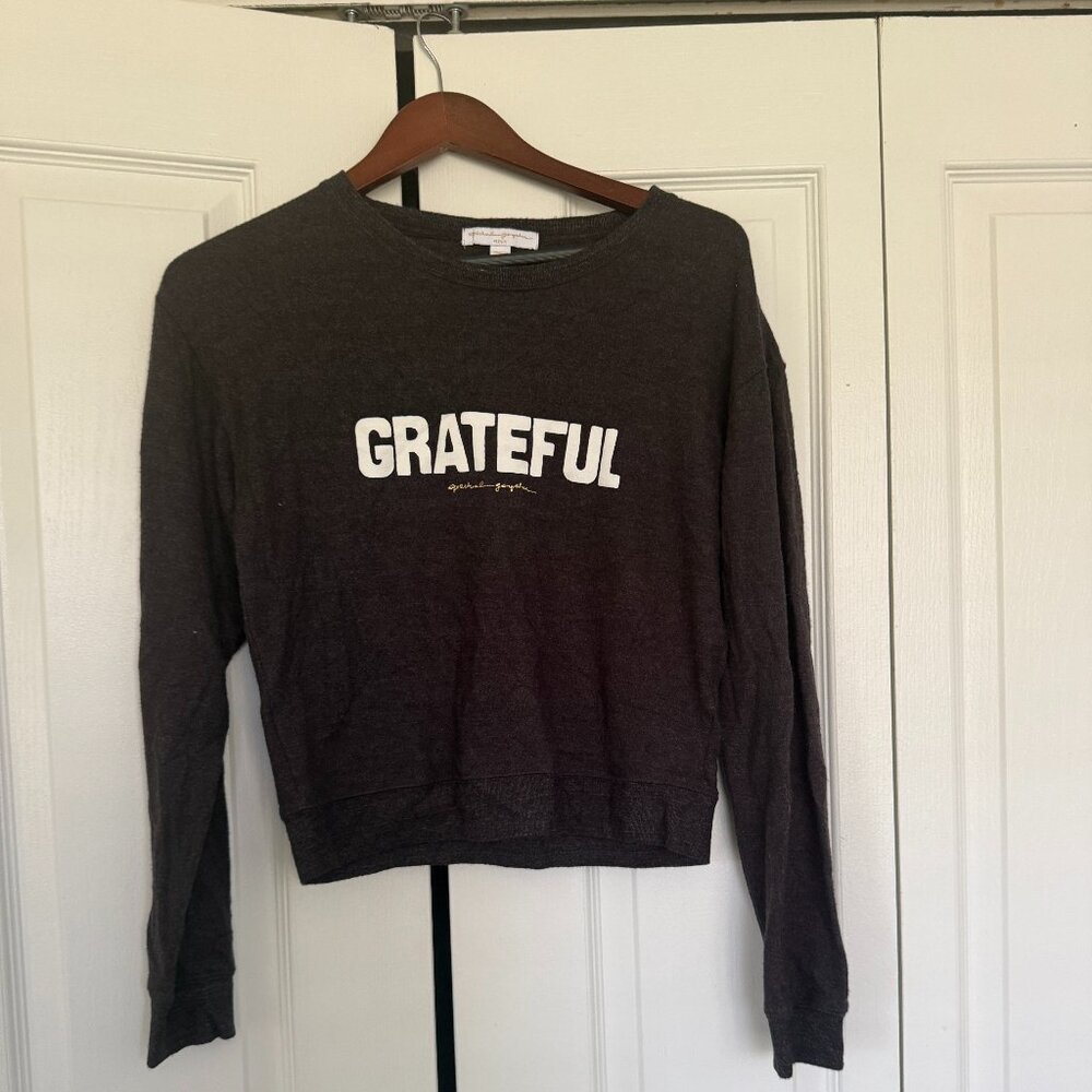 Spiritual Gangster Pullover "Grateful" Sweater- M- Heathered Gray - Picture 2 of 7